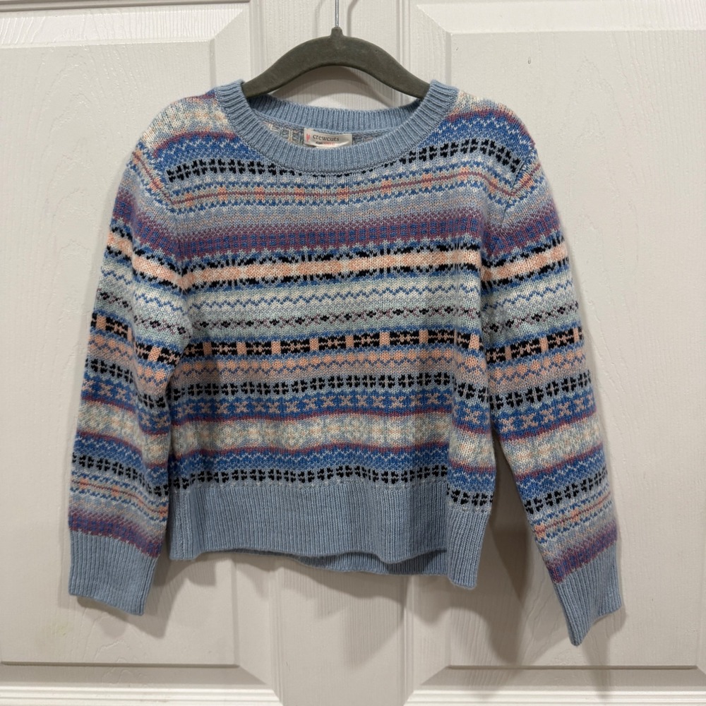 Crewcuts J.Crew Girls Blue Fair Isle Wool Blend Sweater XS 4-5 BL647